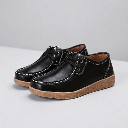 Mocassin cuir femme à lacets semelle épaisse élégant - Vue 2 - Mocassin