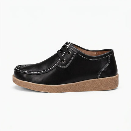 Mocassin cuir femme à lacets semelle épaisse élégant - Vue 3 - Mocassin