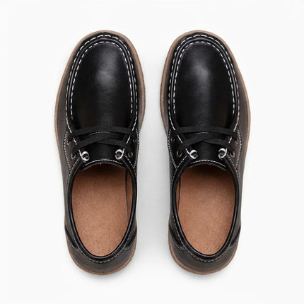 Mocassin cuir femme à lacets semelle épaisse élégant - Vue 4 - Mocassin