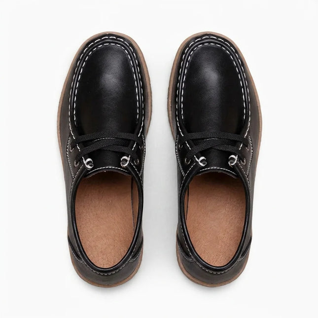 Mocassin cuir femme à lacets semelle épaisse élégant - Vue 4 - Mocassin