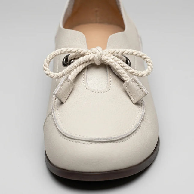 Mocassin cuir femme à lacets semelles épaisses - Vue 4 - Mocassin