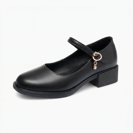 Mocassin cuir femme talon carré élégant - Vue 1 - Mocassin