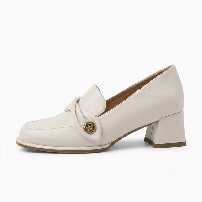 Mocassin cuir femme talon carré élégant - Vue 1 - Mocassin