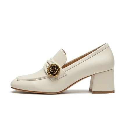 Mocassin cuir femme talon carré élégant - Vue 1 - Mocassin