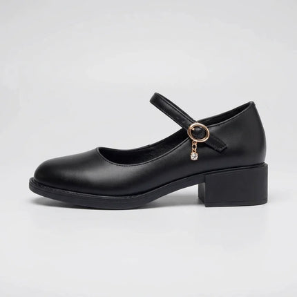 Mocassin cuir femme talon carré élégant - Vue 2 - Mocassin