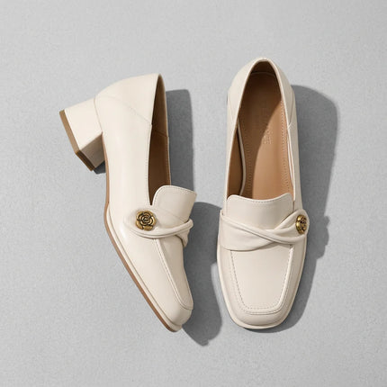 Mocassin cuir femme talon carré élégant - Vue 2 - Mocassin