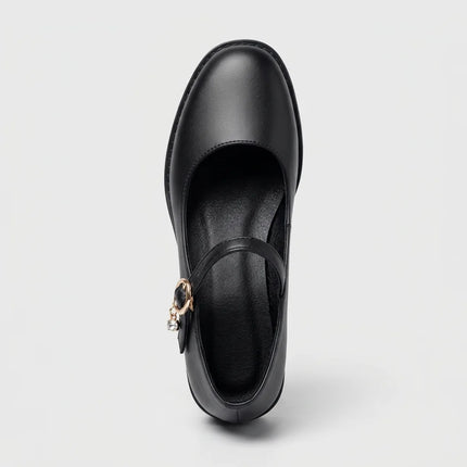 Mocassin cuir femme talon carré élégant - Vue 3 - Mocassin
