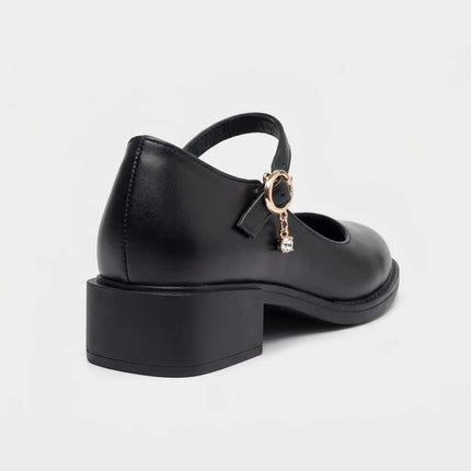 Mocassin cuir femme talon carré élégant - Vue 4 - Mocassin