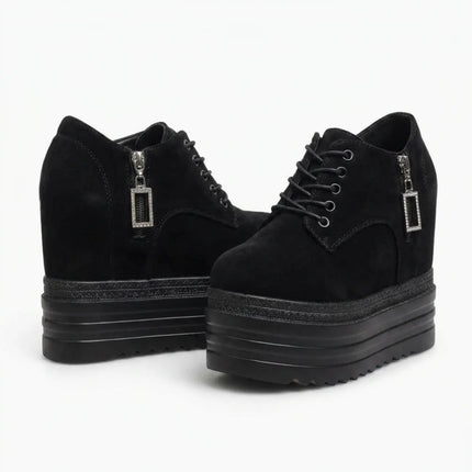 Mocassin cuir fendu plateforme femme avec zip - Vue 1 - Mocassin