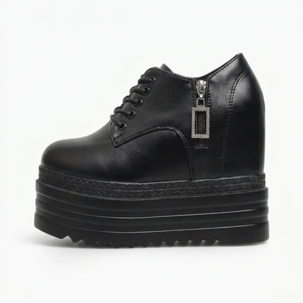 Mocassin cuir fendu plateforme femme avec zip - Vue 2 - Mocassin