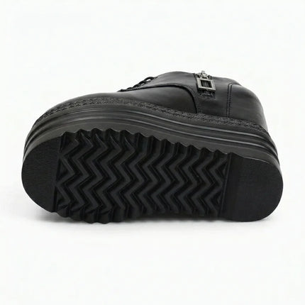 Mocassin cuir fendu plateforme femme avec zip - Vue 3 - Mocassin