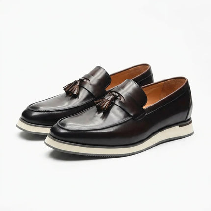 Mocassin cuir lisse à glands homme élégant - Vue 1 - Mocassin