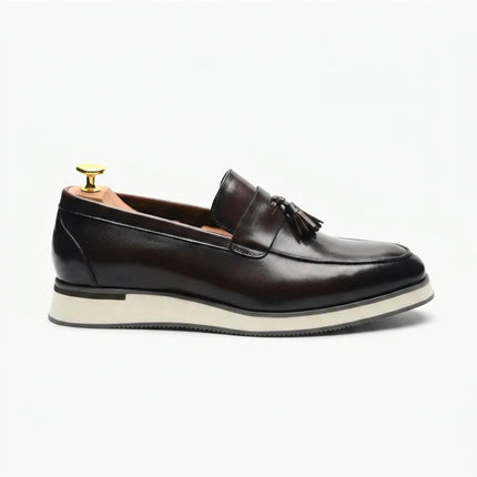 Mocassin cuir lisse à glands homme élégant - Vue 3 - Mocassin