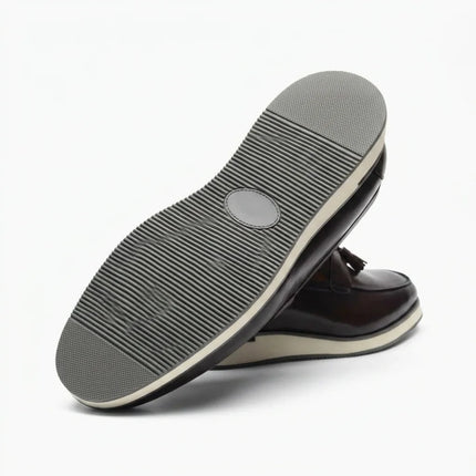 Mocassin cuir lisse à glands homme élégant - Vue 4 - Mocassin