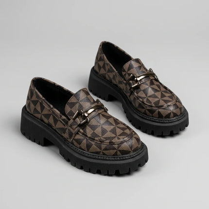 Mocassin cuir pu plateforme design original femme - Vue 3 - Mocassin