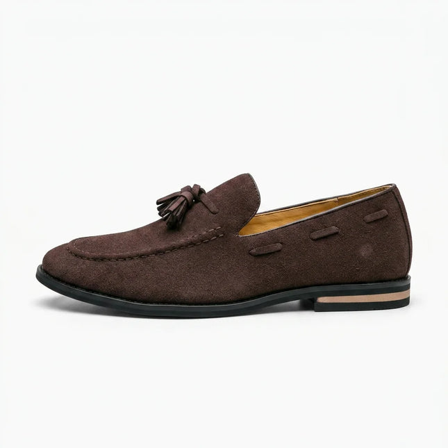 Mocassin cuir suède à glands élégant business homme - Vue 1 - Mocassin