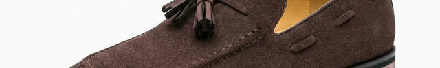 Mocassin cuir suède à glands élégant business homme - Vue 1 - Mocassin