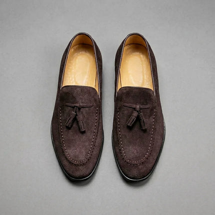Mocassin cuir suède à glands élégant business homme - Vue 2 - Mocassin