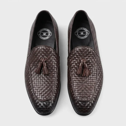 Mocassin cuir tressé à glands homme élégant - Vue 3 - Mocassin