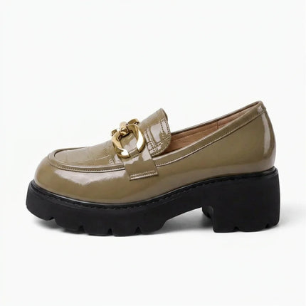 Mocassin cuir végan effet croco plateforme - Vue 1 - Mocassin