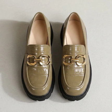 Mocassin cuir végan effet croco plateforme - Vue 2 - Mocassin