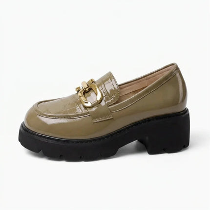 Mocassin cuir végan effet croco plateforme - Vue 3 - Mocassin