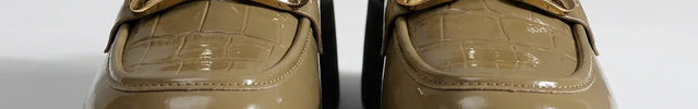 Mocassin cuir végan effet croco plateforme - Vue 4 - Mocassin