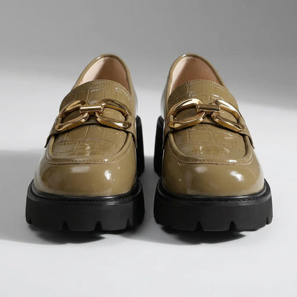 Mocassin cuir végan effet croco plateforme - Vue 4 - Mocassin
