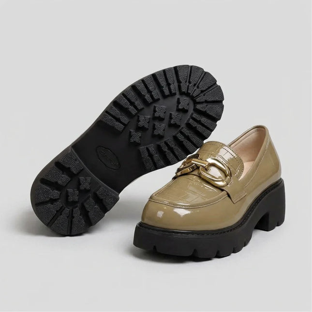 Mocassin cuir végan effet croco plateforme - Vue 5 - Mocassin