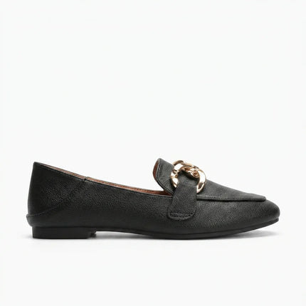 Mocassin cuir végan femme à enfiler boucle dorée - Vue 1 - Mocassin