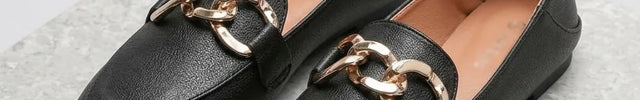 Mocassin cuir végan femme à enfiler boucle dorée - Vue 2 - Mocassin