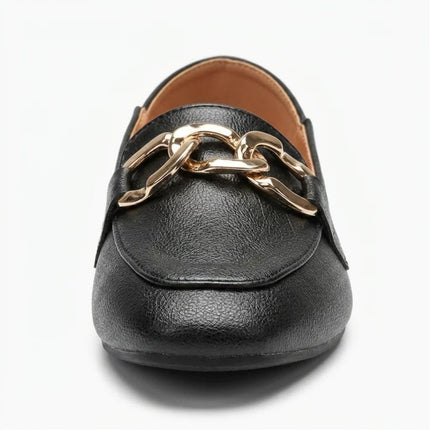 Mocassin cuir végan femme à enfiler boucle dorée - Vue 3 - Mocassin