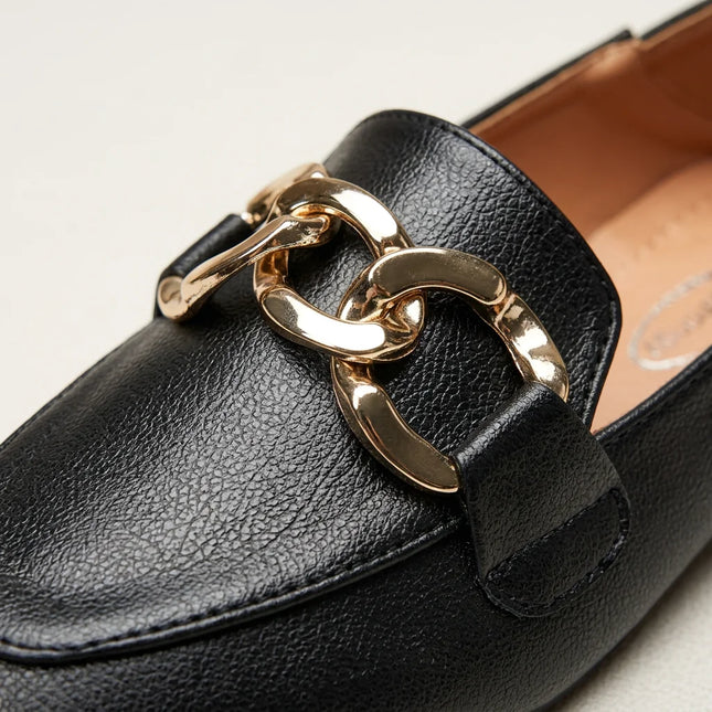 Mocassin cuir végan femme à enfiler boucle dorée - Vue 4 - Mocassin