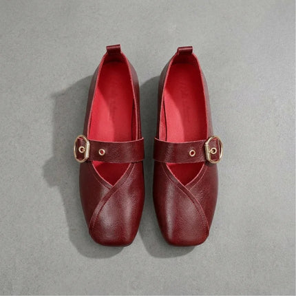 Mocassin cuir véritable bout carré Mary Janes - Vue 2 - Mocassin
