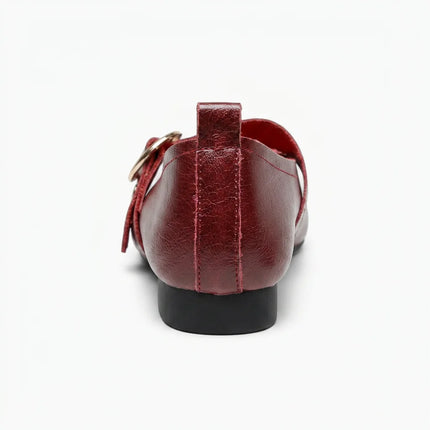 Mocassin cuir véritable bout carré Mary Janes - Vue 4 - Mocassin