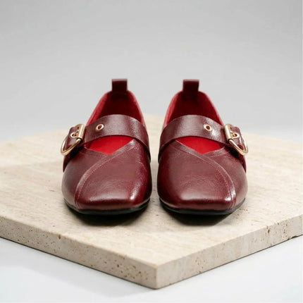 Mocassin cuir véritable bout carré Mary Janes - Vue 5 - Mocassin