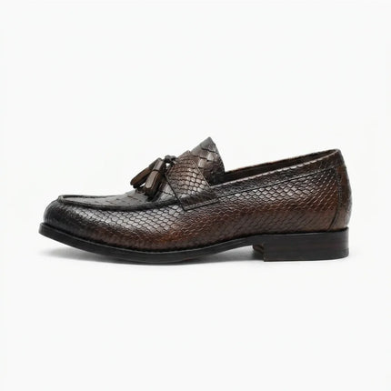 Mocassin cuir véritable effet serpent à glands - Vue 2 - Mocassin