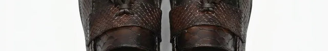 Mocassin cuir véritable effet serpent à glands - Vue 3 - Mocassin
