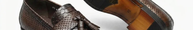 Mocassin cuir véritable effet serpent à glands - Vue 4 - Mocassin