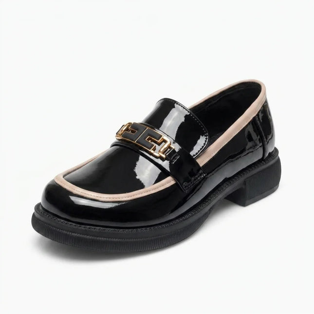Mocassin cuir verni femme bout rond plateforme - Vue 1 - Mocassin