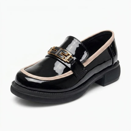 Mocassin cuir verni femme bout rond plateforme - Vue 1 - Mocassin