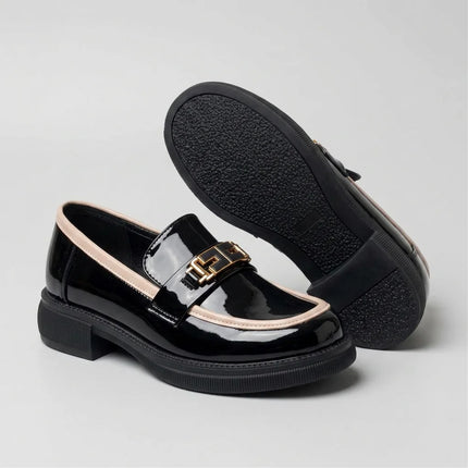 Mocassin cuir verni femme bout rond plateforme - Vue 2 - Mocassin