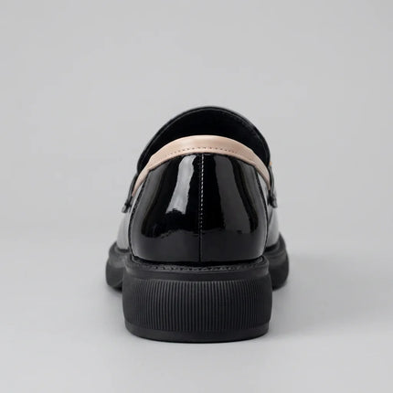Mocassin cuir verni femme bout rond plateforme - Vue 3 - Mocassin