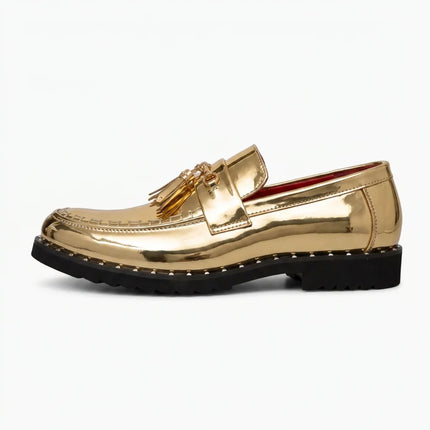 Mocassin cuir vernis à glands et boucle dorée homme - Vue 1 - Mocassin