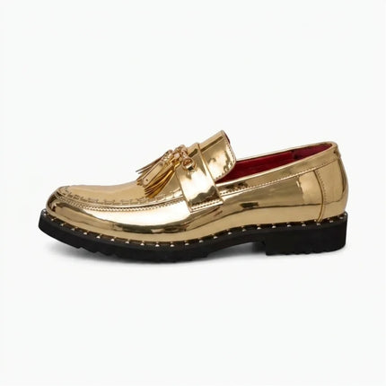 Mocassin cuir vernis à glands et boucle dorée homme - Vue 1 - Mocassin