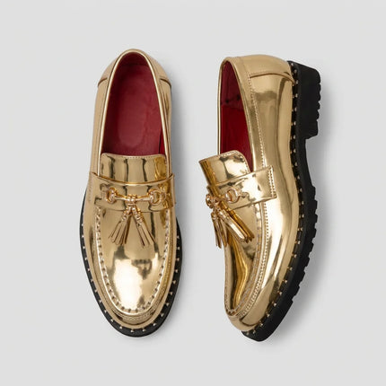 Mocassin cuir vernis à glands et boucle dorée homme - Vue 2 - Mocassin