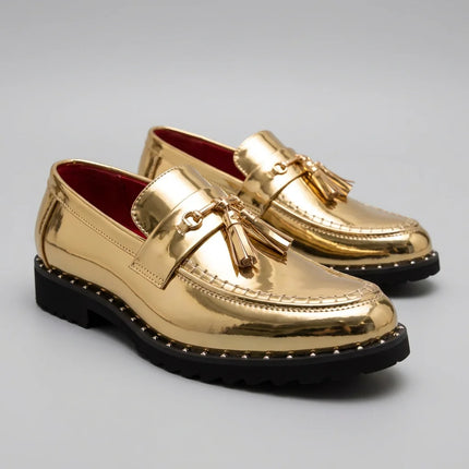 Mocassin cuir vernis à glands et boucle dorée homme - Vue 3 - Mocassin