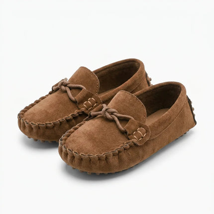 Mocassin daim enfant élégant à nœud papillon - Vue 1 - Mocassin