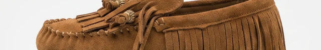Mocassin daim femme à franges style bohème décontracté - Vue 1 - Mocassin