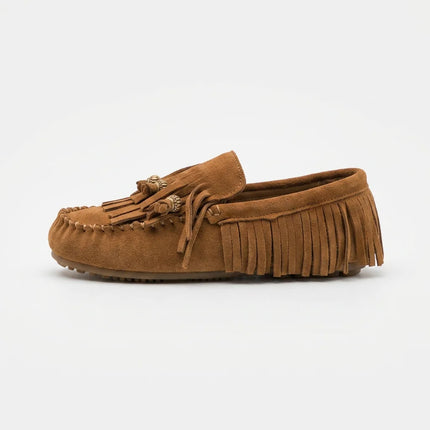 Mocassin daim femme à franges style bohème décontracté - Vue 1 - Mocassin